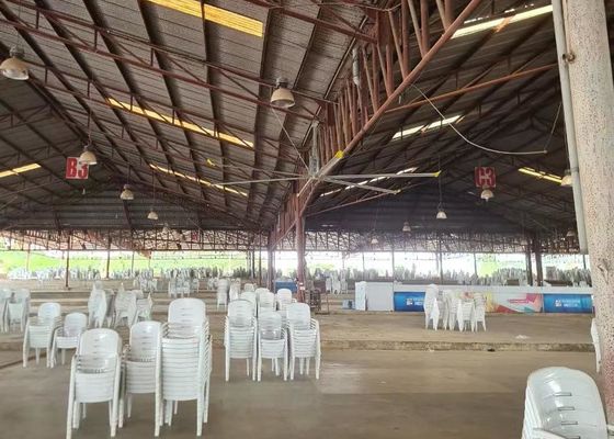 Un buon prezzo. Ventilatore da soffitto orizzontale del dispositivo di raffreddamento di aria HVLS 24 ODM industriali del ventilatore da soffitto del piede in linea