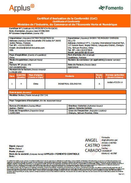Porcellana Daisen Technology Chengdu Co., Ltd. Certificazioni